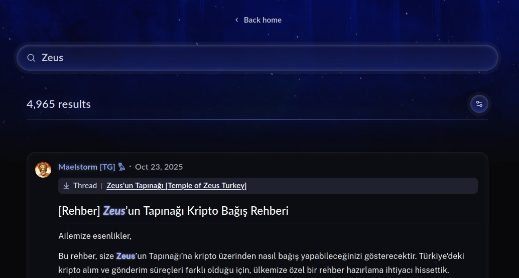 Forum search results for the word Zeus