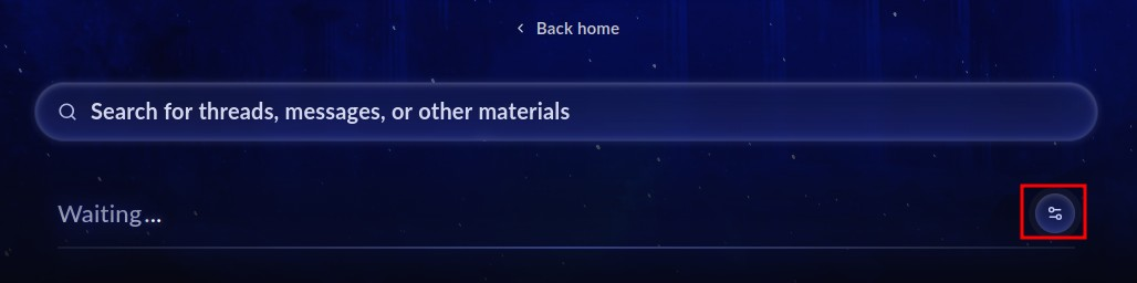 The forum keyword search field with the filter control highlighted