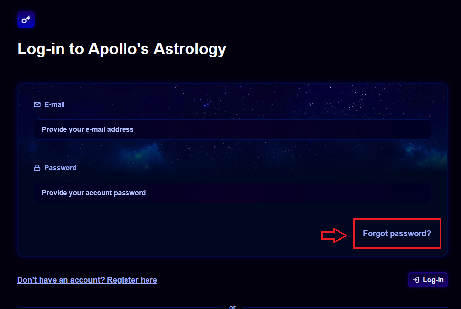 The login form with the "Forgot password?" link highlighted
