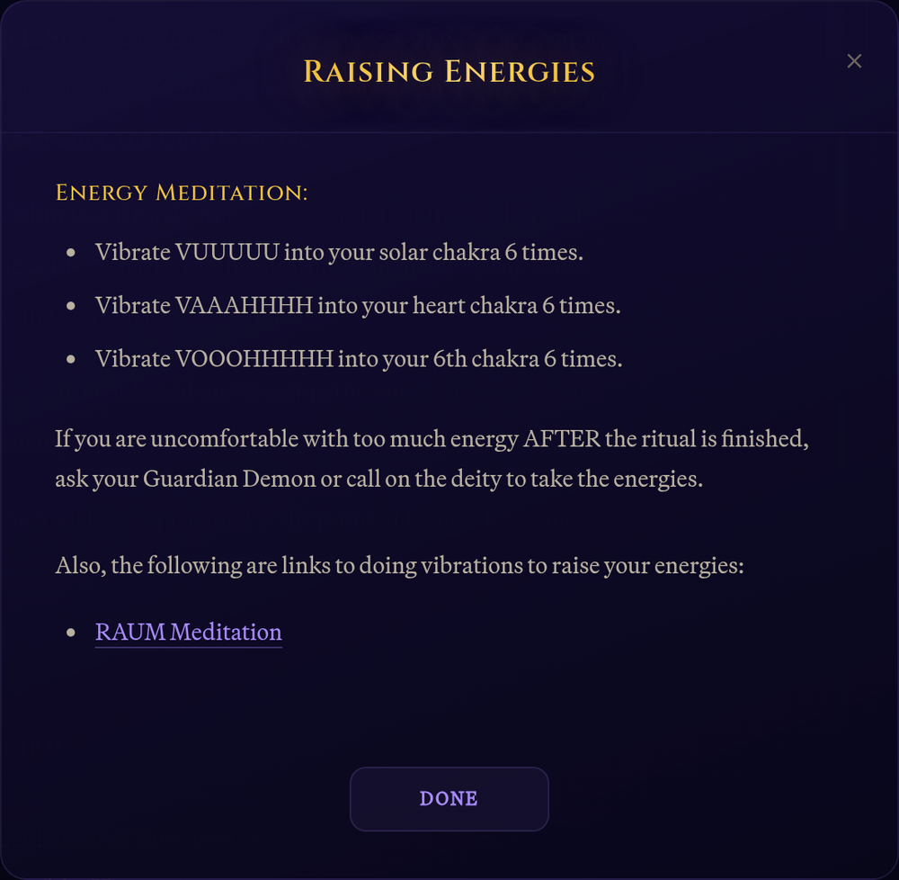 The dialog that guides you through raising your energies