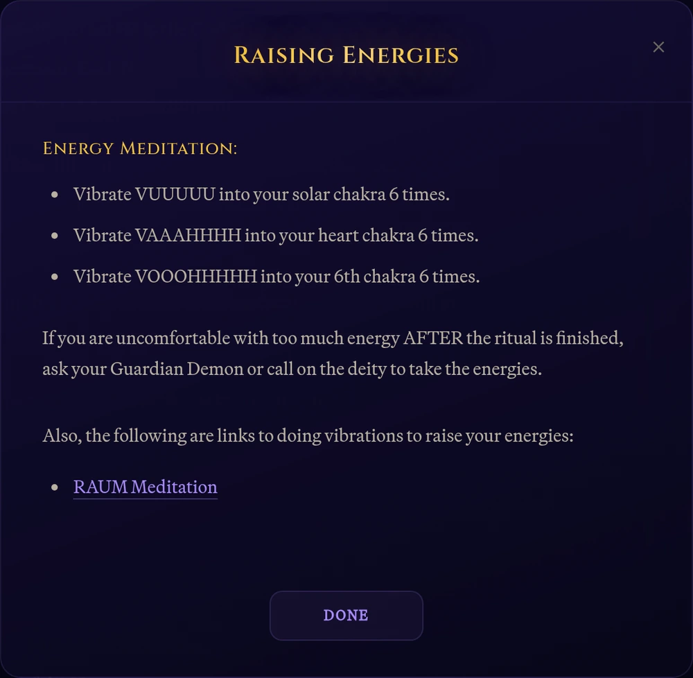 The dialog that guides you through raising your energies