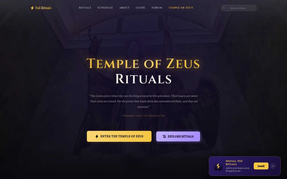 The ToZ Rituals home page