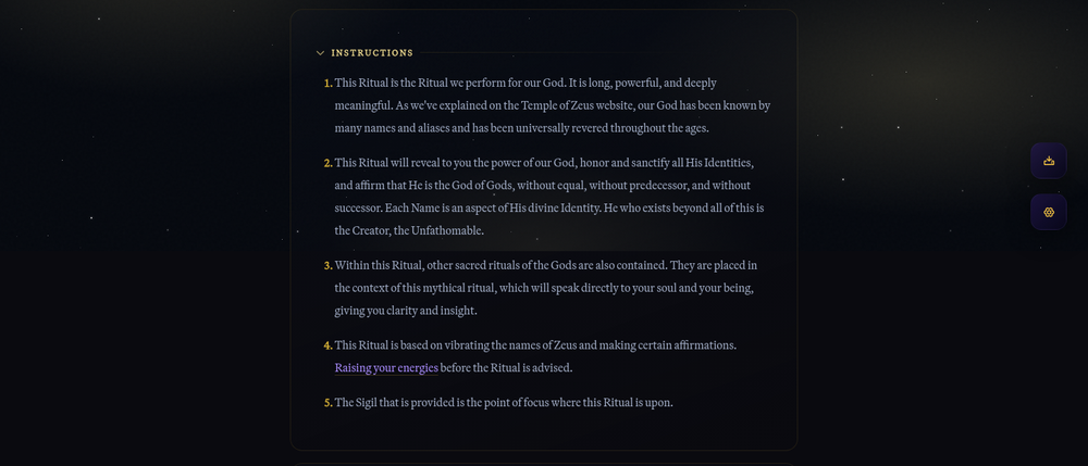 Open Instructions first; the "Raising your energies" link is found here