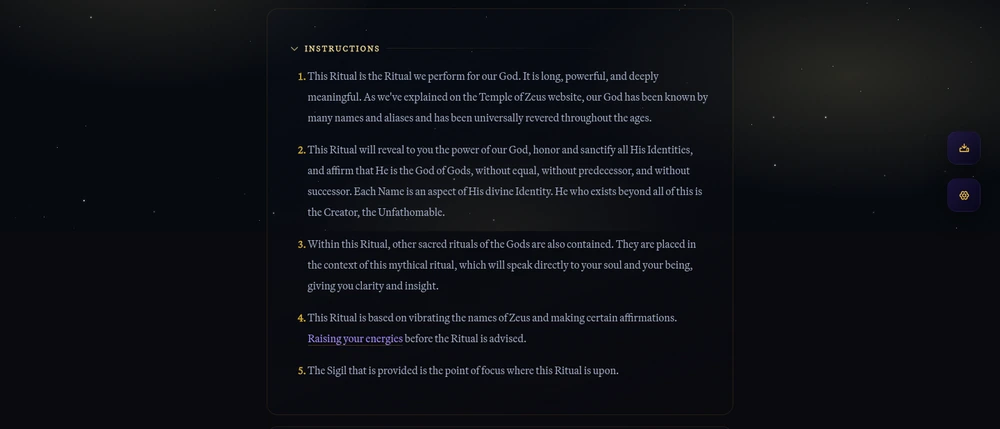 Open Instructions first; the "Raising your energies" link is found here