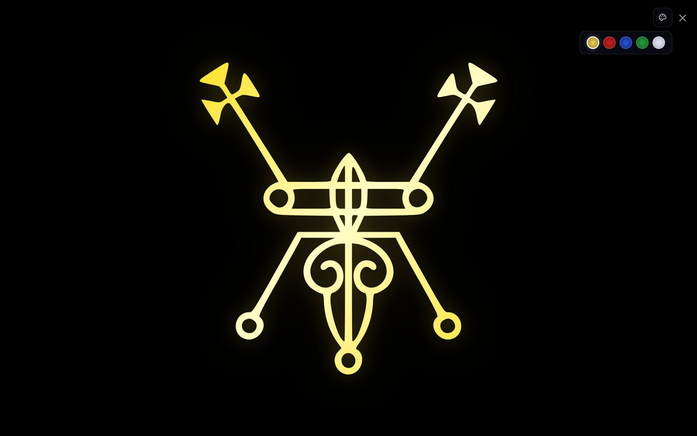 Select the sigil to view it full screen for the closing meditation; its colour can be changed
