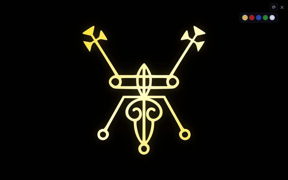 Select the sigil to view it full screen for the closing meditation; its colour can be changed