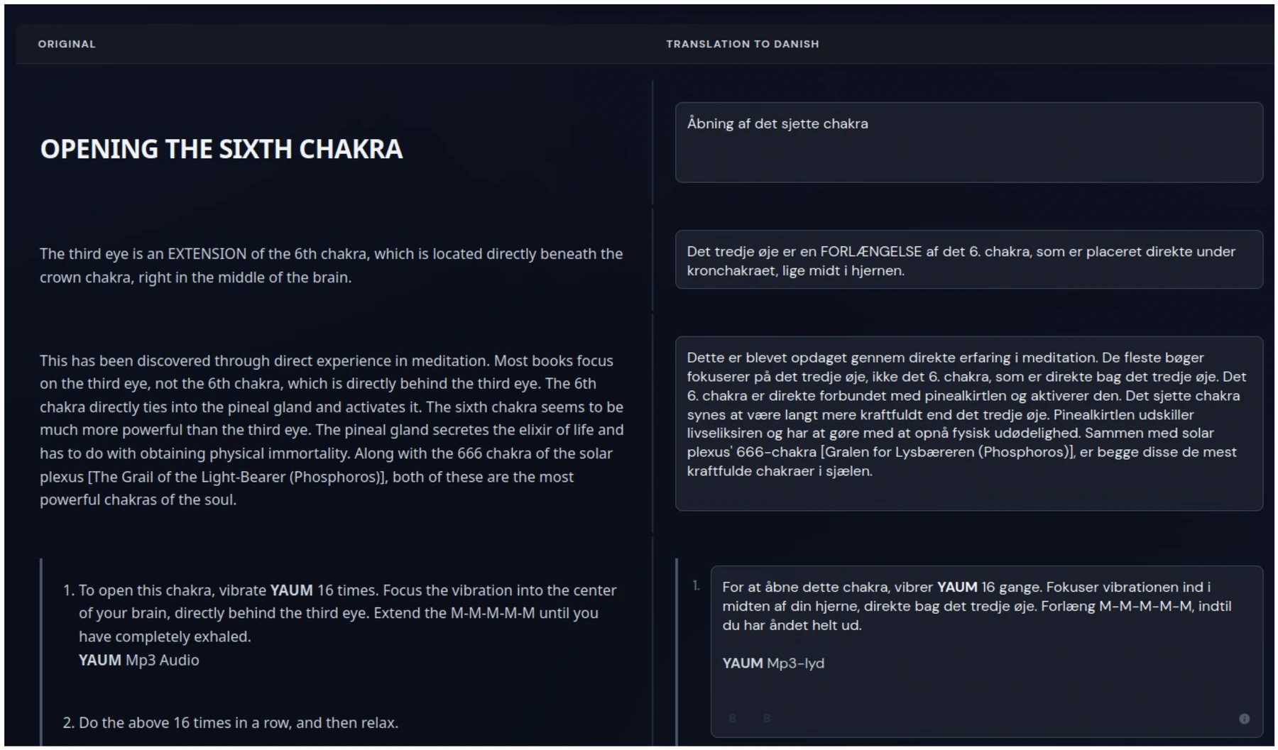 An AI-translated page, English on the left and the translation on the right