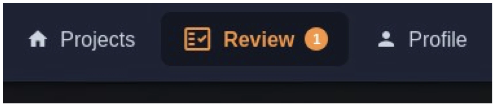 The top navigation with the Review tab and its pending-count badge